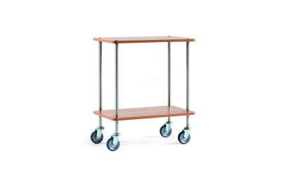 Carrello di servizio 2 piani, bilaminato, struttura Inox