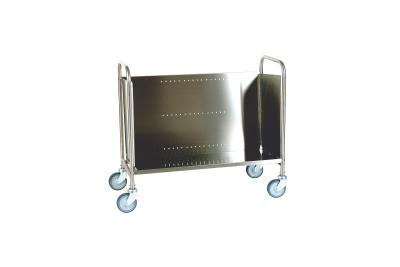 Chariot porte-assiettes/plateaux en acier inox, roues ø 125 mm
