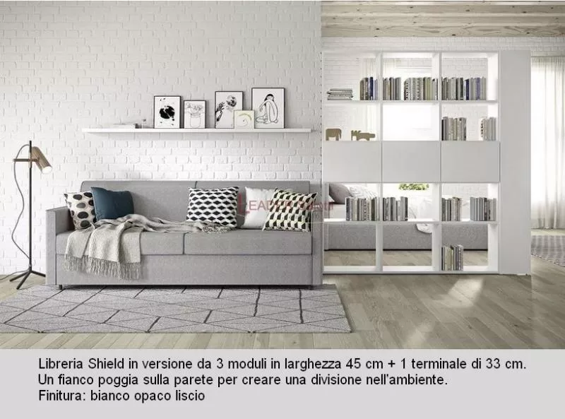 libreria bifacciale come divisorio